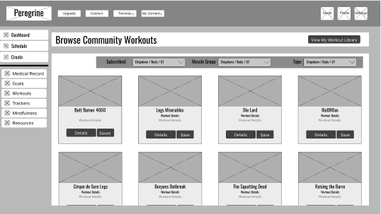 Community workouts of Peregrine